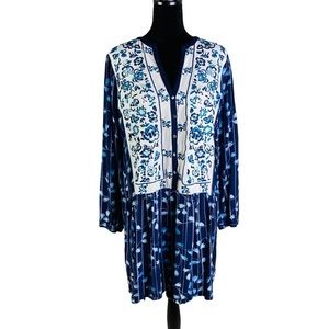 TINY by Anthropologie Blue and White Mini Dress